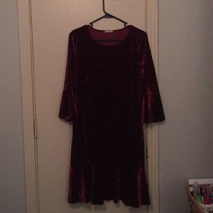 Red Crushed Velvet Dress